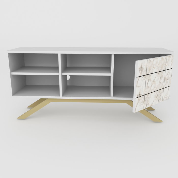 Hanah Home Soporte para TV Blanco y Dorado
